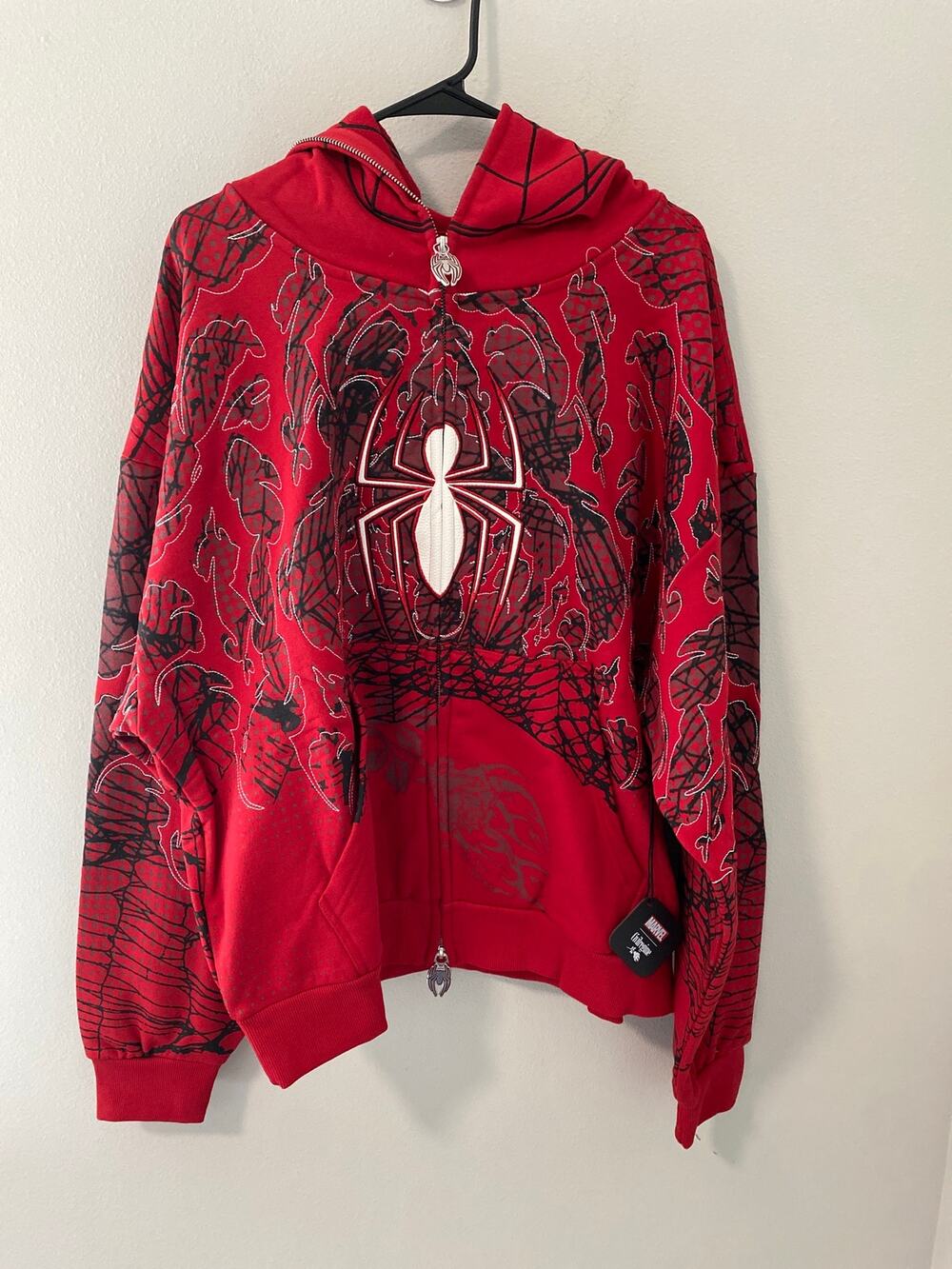 New Marvel x Civil Regime Spider-Man Web Rose Full Zip Hoodie XXL RARE